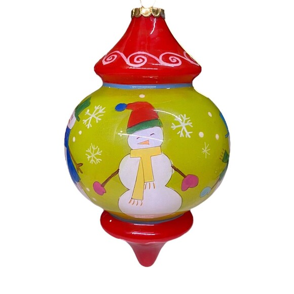 Pier 1 LI BIEN SNOWMAN Ornament Painted Glass Christmas Merry Bright 2008 w/ Box - Picture 9 of 12